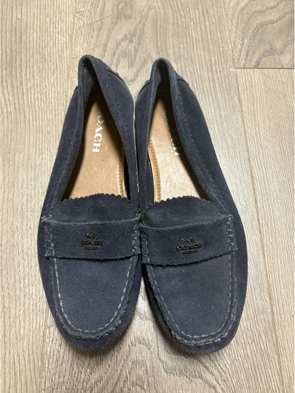Coach Odette Women’s Blue Leather Suede Slip On Loafers Shoes Size 7.5